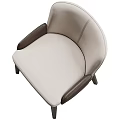 Modern Minimalist Single Chair With Beige Upholstery Dark Leather Armrests And Wooden Legs