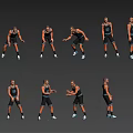 Group of People Performing Various Exercise Poses in Dynamic Workout Positions 3d model