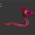 Purple Snake Stuffed Toy with Big Eyes and Purple White Scales on Gray Background