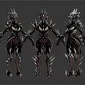 Three Futuristic Game Movie Characters With Silver Spiked Armor Standing Hand In Hand