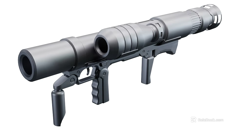 Modern Military Tactical Weapon With Long Barrel Ergonomic Grip And Mechanical Structure 3d model 