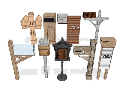 Various Style Wooden Metal Billboard With House Numbers Wall Mounted Standing Designs 3d model