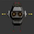 Futuristic Military Weapon With Dual Barrels Gray Metallic Body Red Stands And Yellow Components