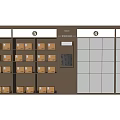 Modern Decorative Cabinet With Brown White Panels Multiple Compartments And Storage Drawers
