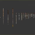 Weapons Collection Featuring Various Types And Colorful Designs Arranged On