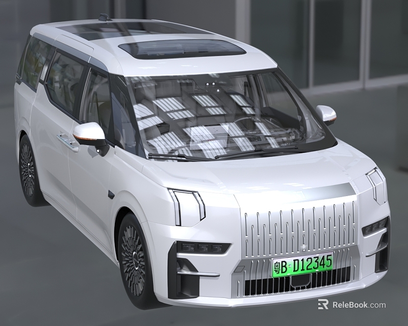 White Electric MPV With Modern Design Sunroof Unique Front Grille And Luxury Exterior 3d model 