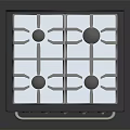 Black Kitchen Gas Stove Oven Combo With Multiple Burners Glass Door And Control Knobs 3d model