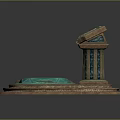 Cartoon Scene Featuring Glowing Blue Circle Pedestal With Green Top Platform And Decorative Steps