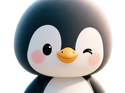 Adorable Cartoon Penguin With Black White Body Orange Beak And Winking Eye 3d model