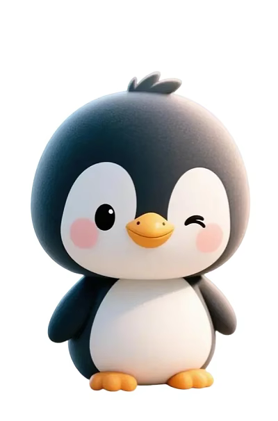 Adorable Cartoon Penguin With Black White Body Orange Beak And Winking Eye 3d model