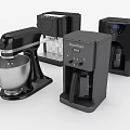 Black Kitchen Appliances Collection Featuring Mixer Coffee Maker And Toaster Set 3d model
