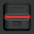 Dark Green Cube Electronic Device Featuring Red Stripe Top Ventilation Grill And Control Buttons 3d model
