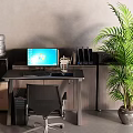 Desk Computer Desk Filing Cabinet 3d model