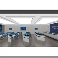Modern Office Interior With Control Desks Multiple Monitors Wall Screens And Ergonomic Chairs 3d model
