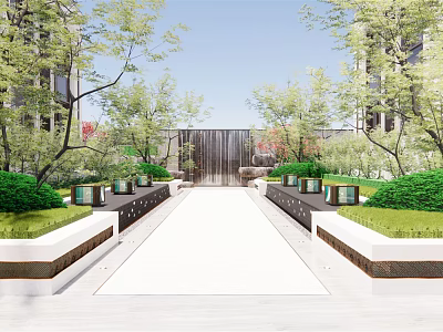 New Chinese style landscape demonstration area landscape overlapping waterfall 3d model