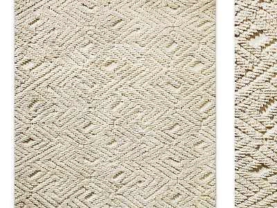 Ivory Beige Square Rugs With Intricate Diamond Weave Pattern And Textured Design 3d model