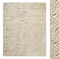 Ivory Beige Square Rugs With Intricate Diamond Weave Pattern And Textured Design