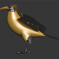3D Rendered Flying Bird With Yellow Body Blue Wings Crested Head Standing on Black Surface