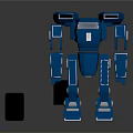 Blue Robot Character With Mechanical Limbs And Black Block Accessory