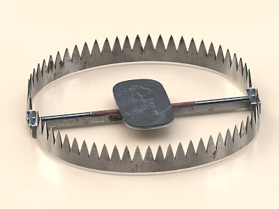 Sturdy Metal Circular Household Mousetrap With Serrated Edges And Pedal 3d model