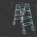 Yellow Wooden Step Ladder With Four Steps And Black Non Slip Feet