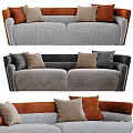 Modern Sofas in Gray Black and Orange Tones with Decorative Pillows 3d model