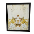 Black Framed Abstract Artwork With White Background Gold Beige Patterns And Symmetrical Design 3d model