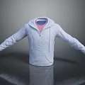 Light Gray Zip Up Hoodie With Pink Inner Layer And Long Sleeves