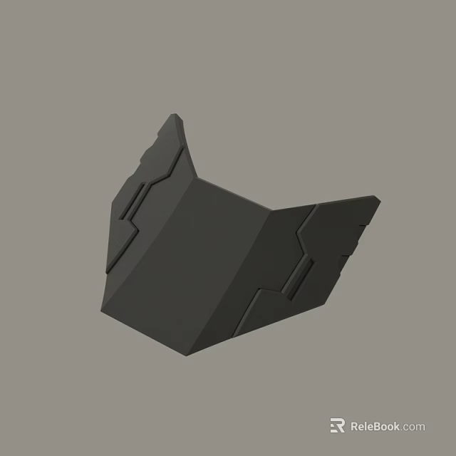Black Geometric 3D Model With Angular Structure And Groove Details On Gray Background 3d model 