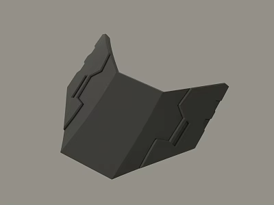Black Geometric 3D Model With Angular Structure And Groove Details On Gray Background 3d model