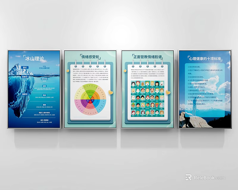Professional Counseling Room Featuring Psychological Charts Infographics And Visual Displays 3d model 