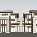 Modern Semi Detached Villa Exterior Design Featuring Large Windows And Balconies