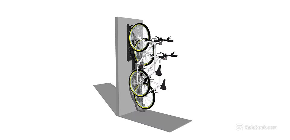 Wall Mounted Bike Rack With Two Bicycles For Home Garage Storage 3d model 