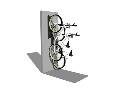 Wall Mounted Bike Rack With Two Bicycles For Home Garage Storage 3d model