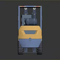Yellow Forklift Truck With Blue Roof And Front Forks 3D Rendering Design