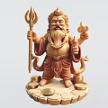 Man Deity Statue Holding Trident Lamp On Decorative Stone Base 3d model