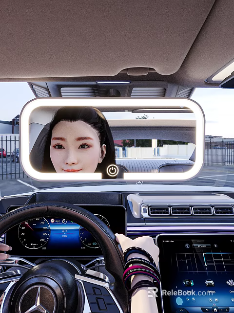 Car Interior Illuminated Rearview Mirror With LED Light And Modern Design 3d model 