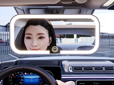 Car Interior Illuminated Rearview Mirror With LED Light And Modern Design 3d model