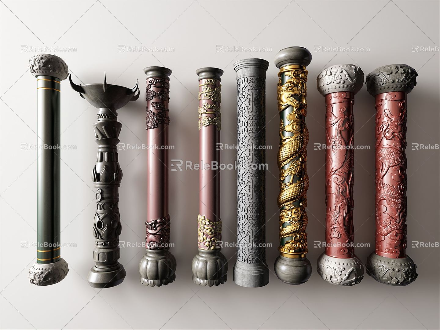 Chinese pillar 3d model