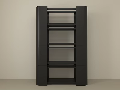 Sturdy Black Vertical Storage Shelf With Multiple Shelves In Minimalist Interior 3d model