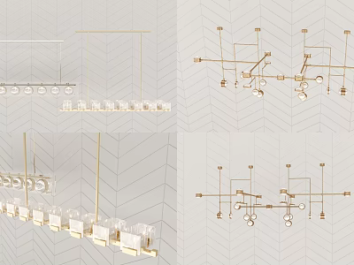Modern Various Chandelier Styles With Gold Frame And Glass Shades For Home Decor 3d model