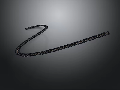 Black Metal Chain With S Shaped Structure On Gray Background Surface 3d model