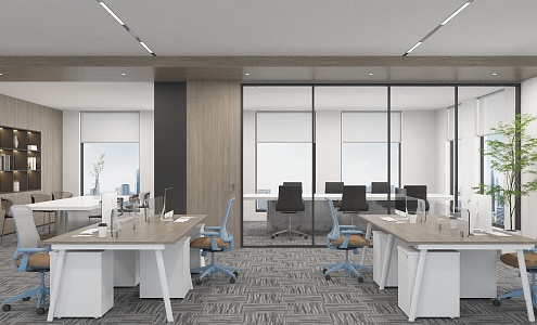 Modern Public Office Area Office Area Open Office Staff Station Card 3d model