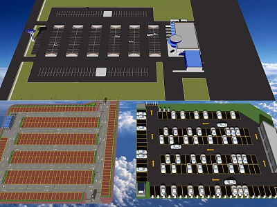 Multi Level Parking Lot Design With Structured Layout And Vehicle Spaces 3d model