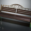Outdoor Bench with Ornate Metal Frame Wooden Seat Backrest Green Legs Decorative Design