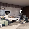 Modern Living Room Green L Shaped Sofa and Coffee Table Set with Carpet Floor Lamp