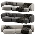Comfortable Soft Sectional Sofa With Plaid Blanket And Striped Pillows 3d model
