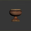 Handcrafted Traditional Ceramic Container With Golden Decorative Patterns On Rim And Base