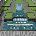 Elegant Garden Ornament Design With Water Feature Fountain Green Plants And Stone Steps