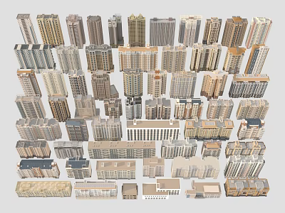 Various Modern Residential Buildings With Different Heights And Architectural Designs 3d model